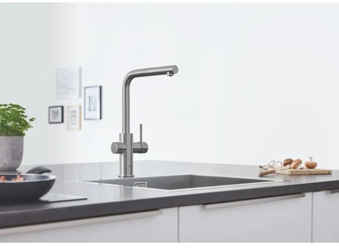 Кухненски кран със спирала Grohe Blue Home-Silver Mat