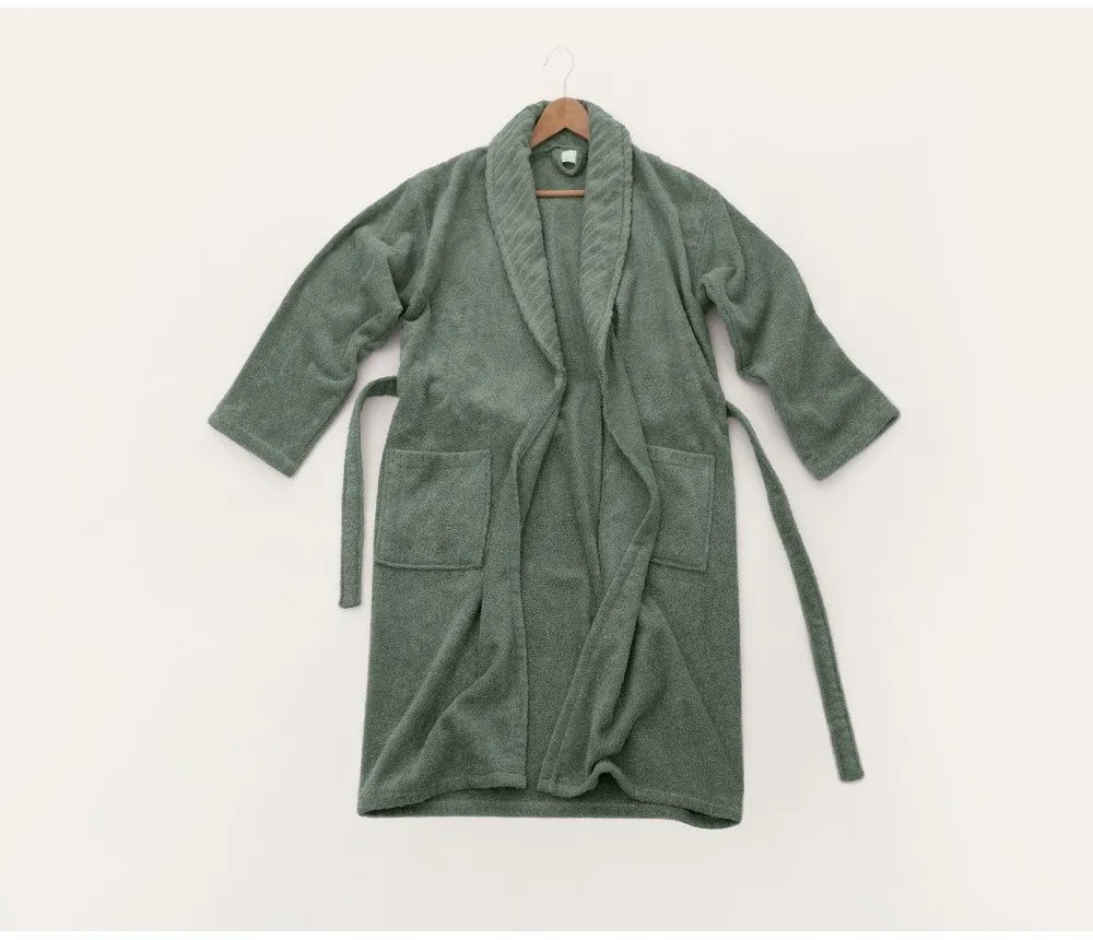 Зелен памучен халат за баня размер S/M - Foutastic