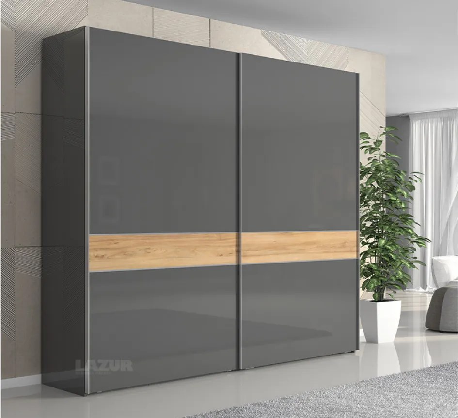 Гардероб Оникс с две плътни плъзгащи врати