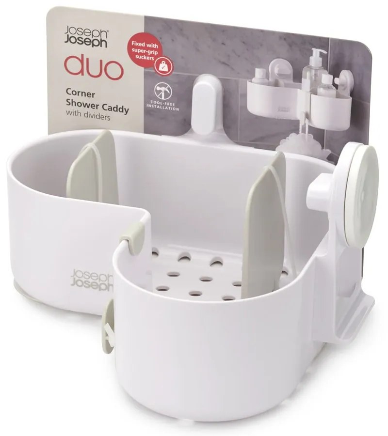 Бял пластмасов рафт за баня без пробиване/ъглов Duo – Joseph Joseph