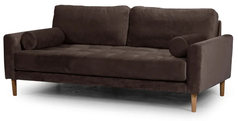 Двуместен диван Midcentury в тъмнокафяво кадифе, 180/93/66 см