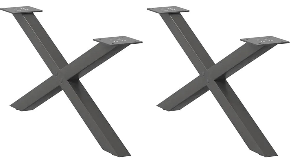 4012886 vidaXL Крака за масичка за кафе, X-образни, 2 бр., антрацит, 70x(30-31) см, стомана