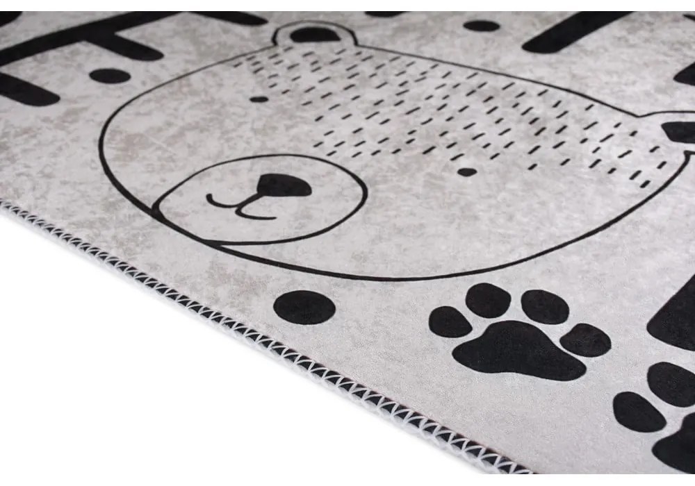 Черно-бял детски килим подходящ за пране 160x230 cm Little Bear – Vitaus