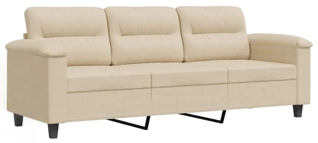 359571 vidaXL 3-местен диван, кремав, 180 см, микрофибърен плат