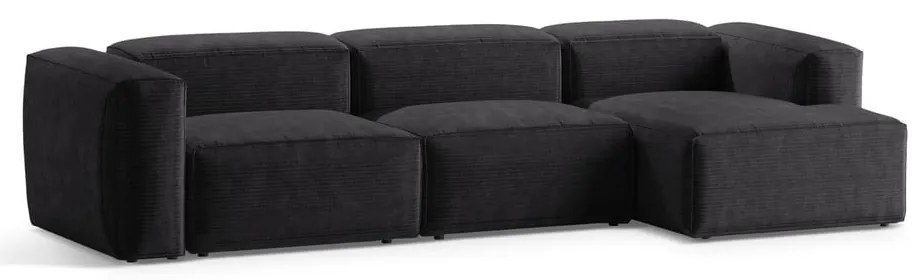 Тъмносив ъглов диван от рипсено кадифе (десен ъгъл) Bergamo – Cosmopolitan Design