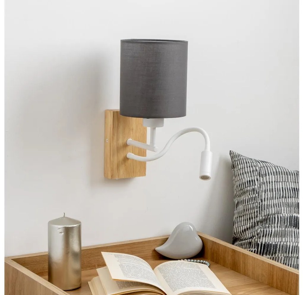 Brilagi - LED Аплик NUBILA WOOD 1xE27/25W/230V + LED/3W дъб/антрацит