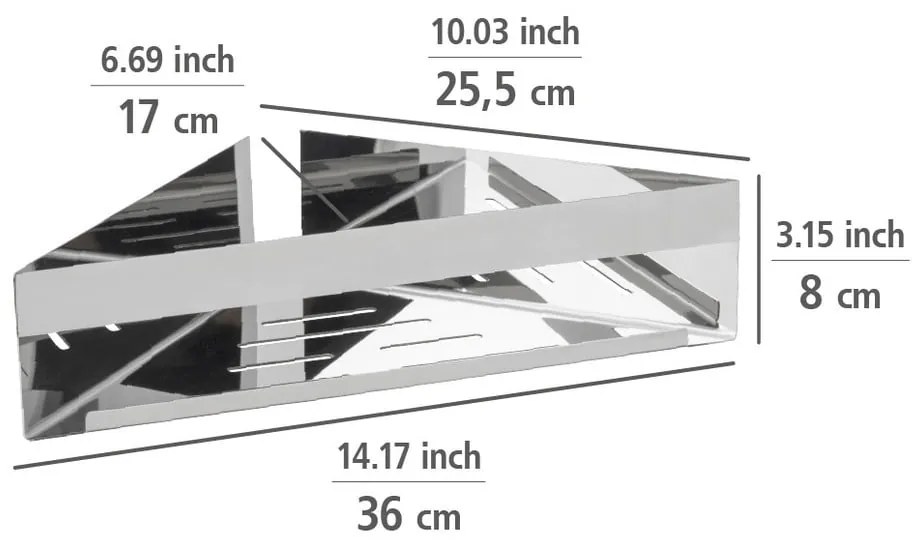 Ъглов самозалепващ рафт за баня от неръждаема стомана в лъскаво сребристо Genova – Wenko