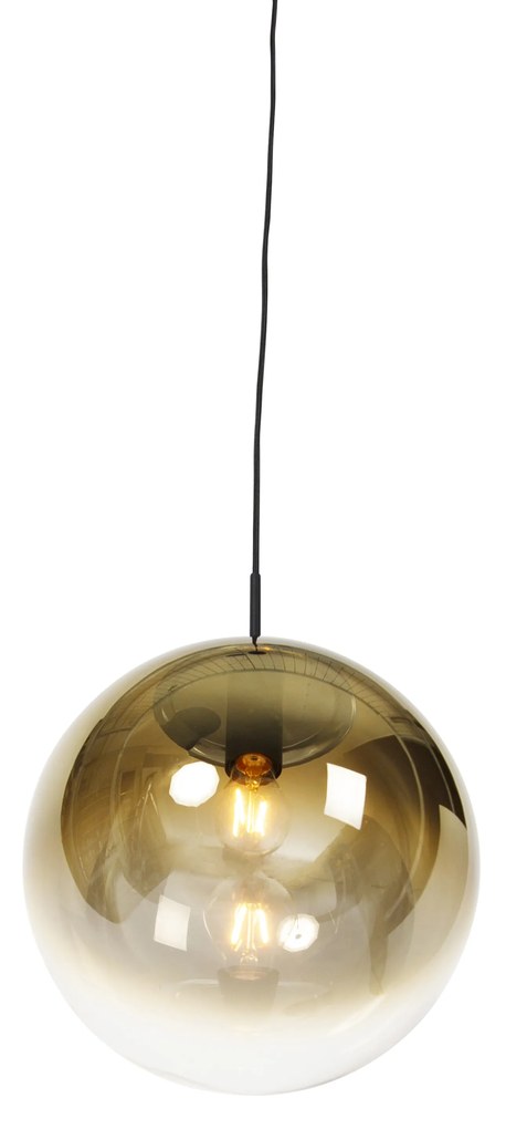 Арт Деко висяща лампа черна със златно стъкло 33 см - Pallon