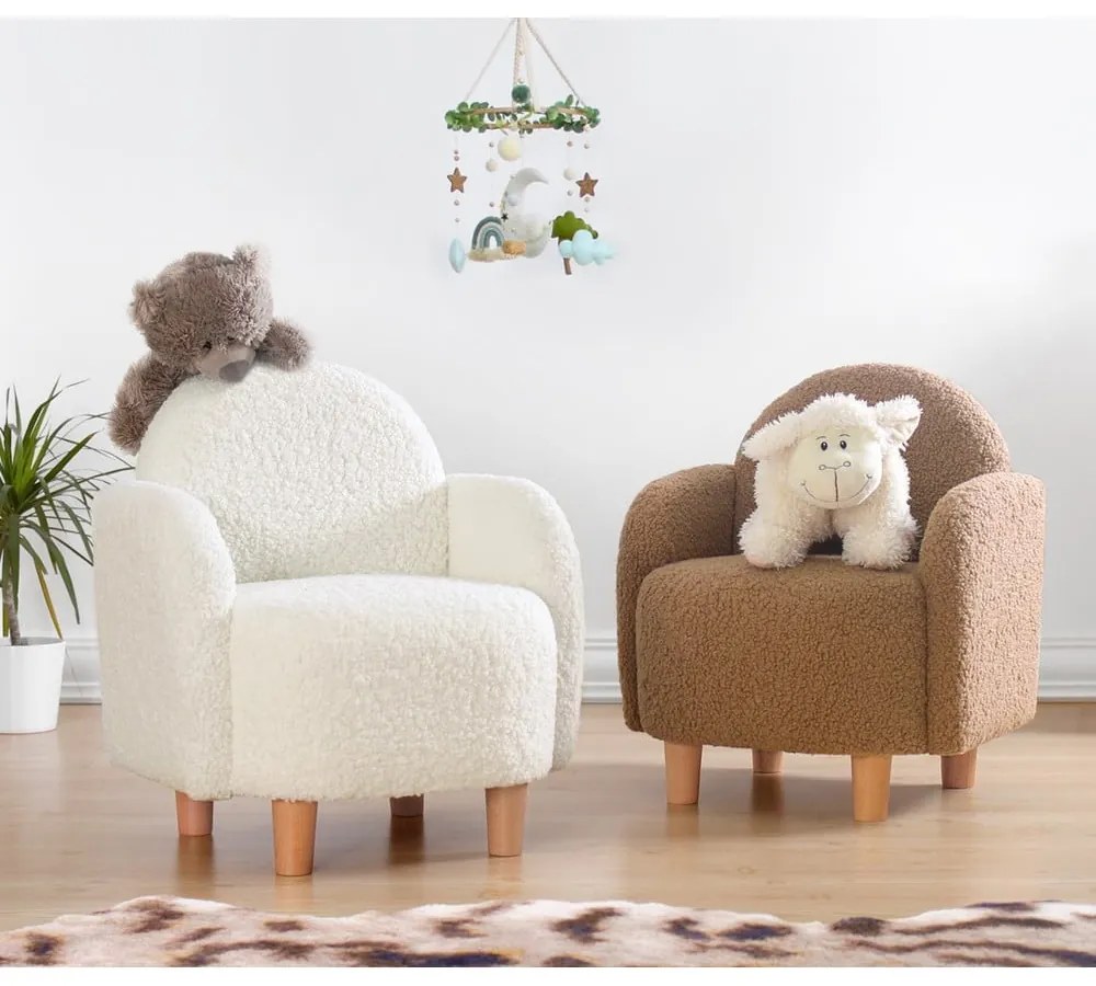 Кафяв детски фотьойл от плат букле Moylo – Artie