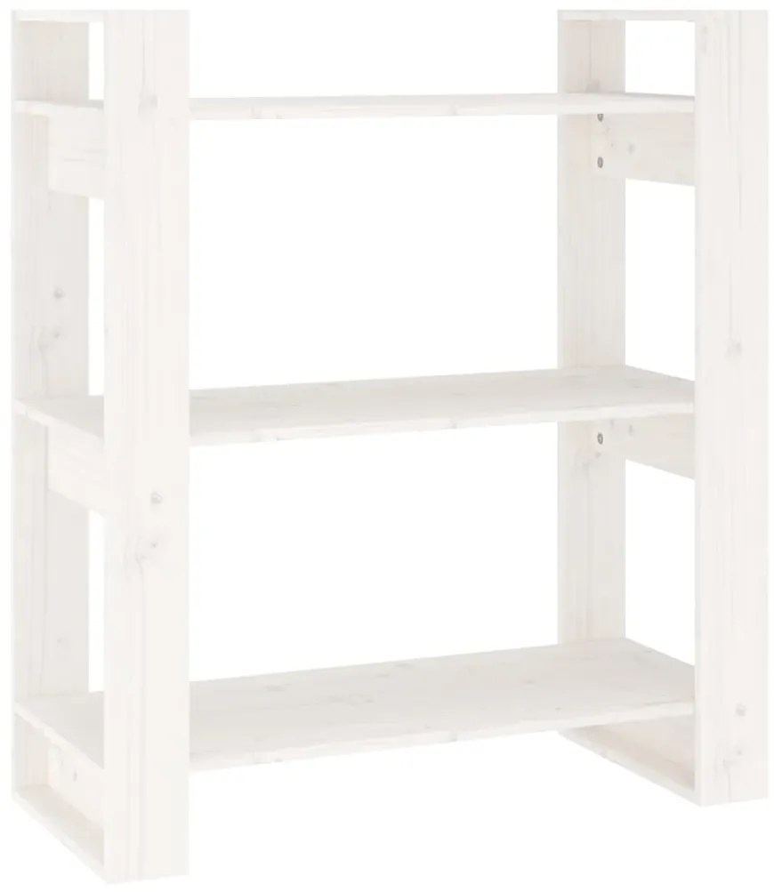 813900 vidaXL Библиотека/разделител за стая, бяла, 80x35x91 см, бор масив