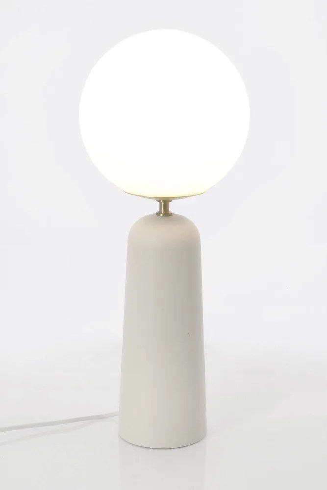 Бяла метална настолна лампа със стъклен абажур (височина 51 cm) Delphine – Bizzotto