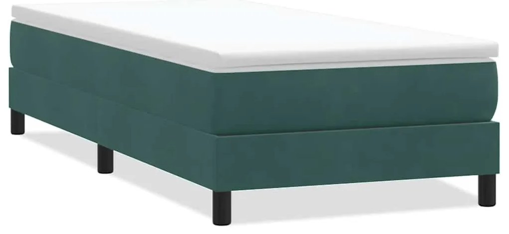 3315804 vidaXL Box Spring Легло без матрак Тъмнозелено 80x210 cm Кадифе