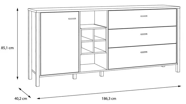 КОМОД ХАЙ РОК 186,3/40,2/85,1 СМ