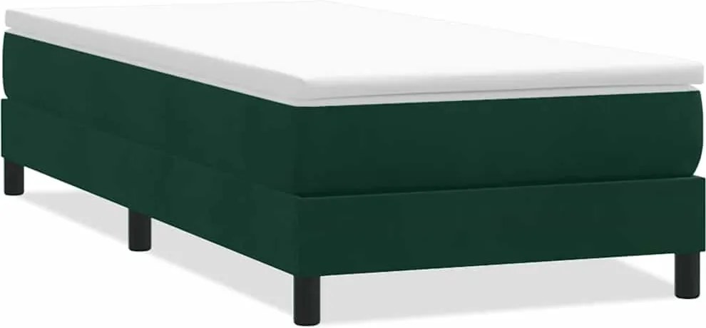 3315804 vidaXL Box Spring Легло без матрак Тъмнозелено 80x210 cm Кадифе