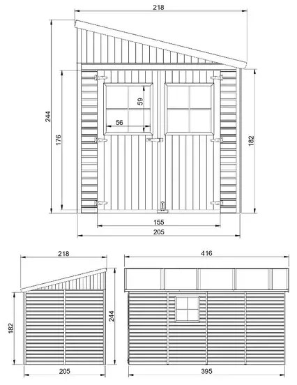 Барака с под - 205 x 395 см – 8 m2