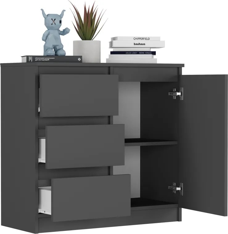 Комод R-80-S3 с чекмеджета 80 см - различни цветови варианти aнтрацит