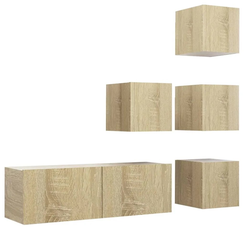 3079037 vidaXL Комплект ТВ шкафове от 5 части, дъб сонома, инженерно дърво