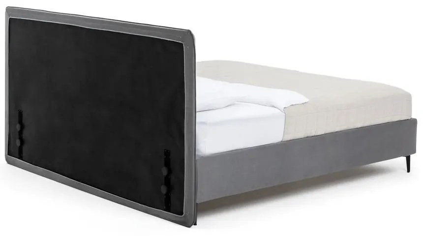 Сиво тапицирано двойно легло с матрак с решетка 180x200 cm Noira Slim - Bonami Selection