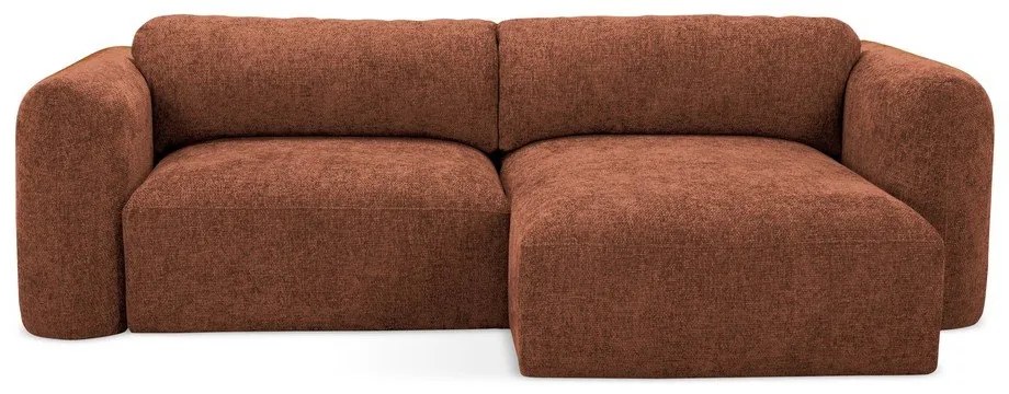 Теракотен шенилов разтегателен ъглов диван с място за съхранение (десен ъгъл) Mele – Makamii