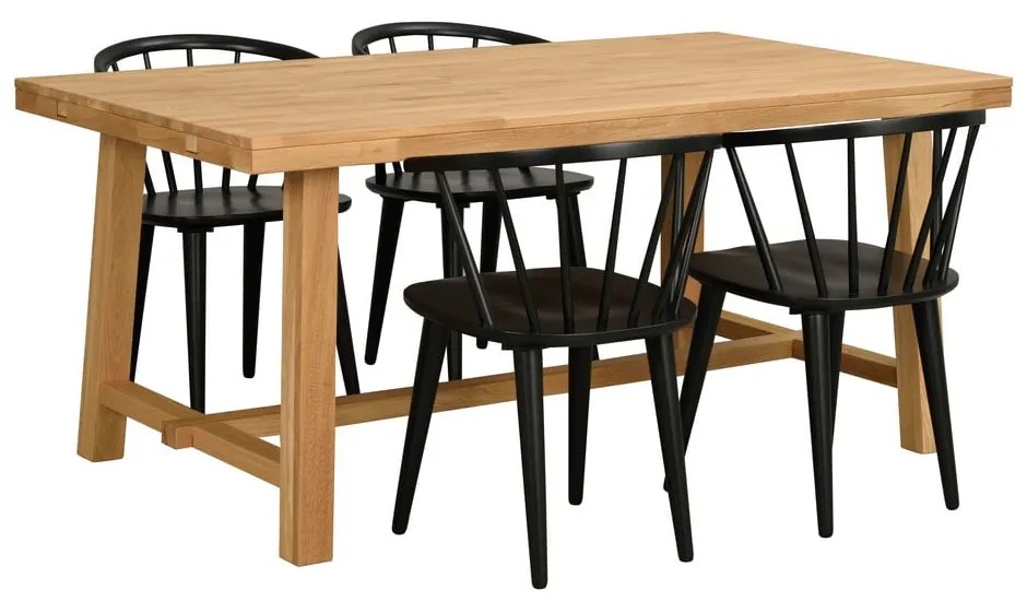 Трапезна маса от полирана дъбова дървесина , 170 x 95 cm Brooklyn - Rowico