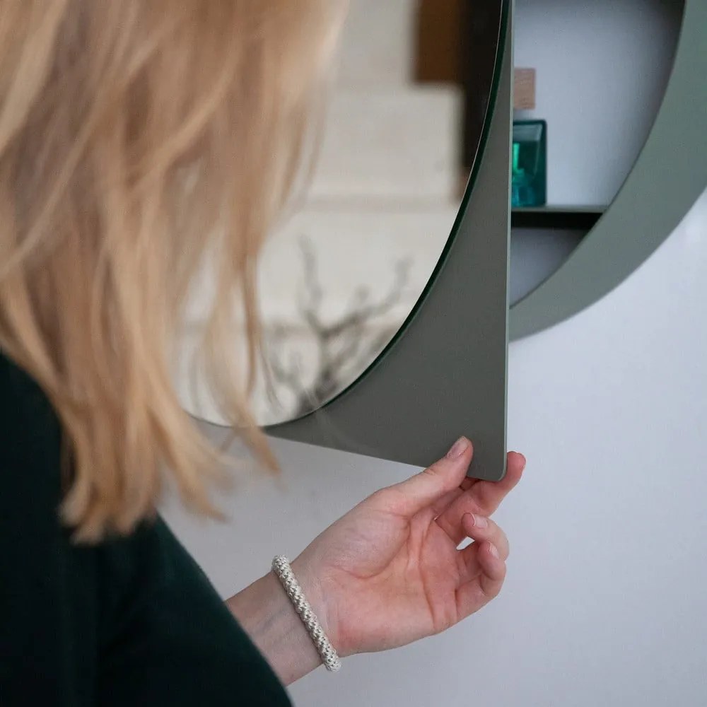 Сиво-зелен метален стенен/с огледало шкаф за баня 55x55 cm Sonnet – Spinder Design