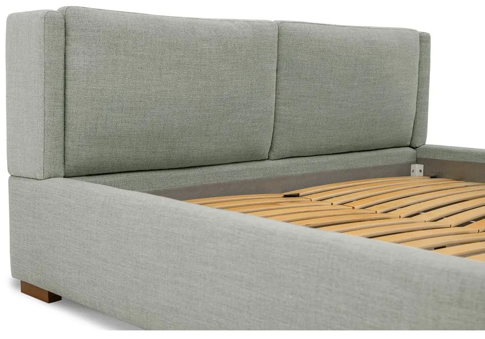 Сиво тапицирано двойно легло с включена подматрачна рамка 160x200 cm Dreamer – Scandic