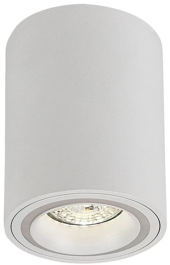 RABALUX Kobald, indoor ceiling lamp, white aluminium lamp with white acryl shade, round downlight, GU10 1xMAX25W, D8cm, H10cm, b