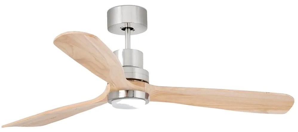 FARO 33560DC - LED Вентилатор за таван LANTAU LED/15W/230V дърво/хром Ø 132 см + д.у.