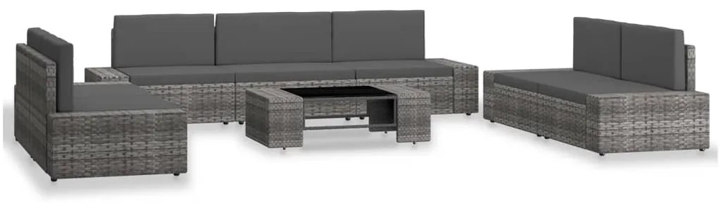 3054604 vidaXL Градински комплект за отдих, 8 части, полиратан, сив