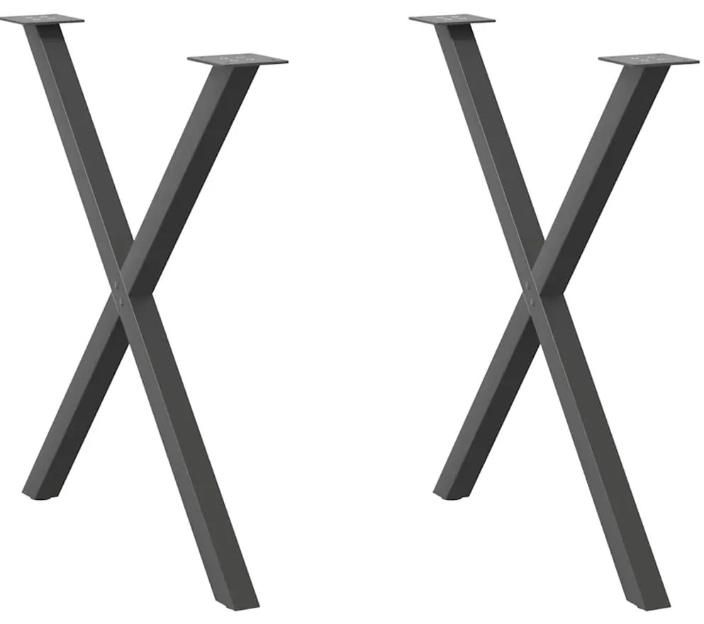 4012918 vidaXL Крака за трапезна маса, X-образни, 2 бр., антрацит, 70x(72-73) см, стомана