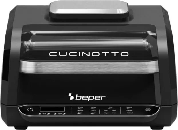 Разопакован: Мултифункционална скара/барбекю 8в1 Beper P101FRI080, 1700W, 8 функции, 3.8 L, 230 C, Черен