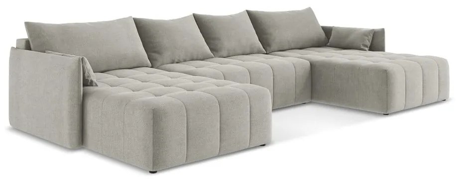 Светлосив разтегателен ъглов диван с място за съхранение (U форма) Moku – Makamii