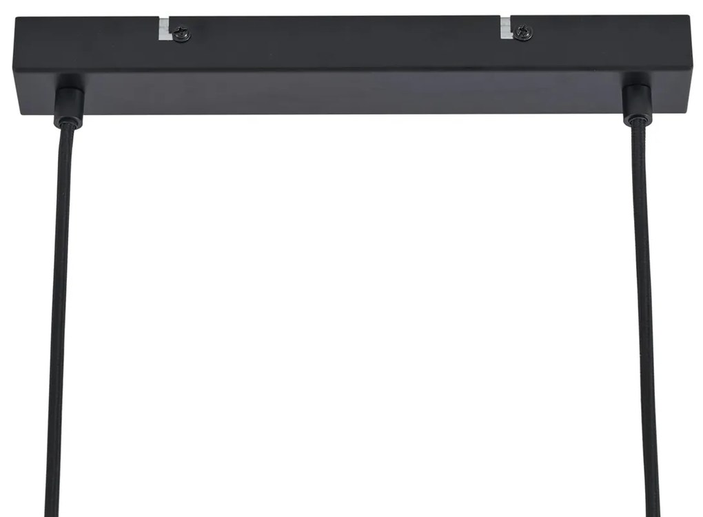 Smart hanglamp zwart met hout en smoke glas 4-lichts incl. Wifi A60 - Aleks