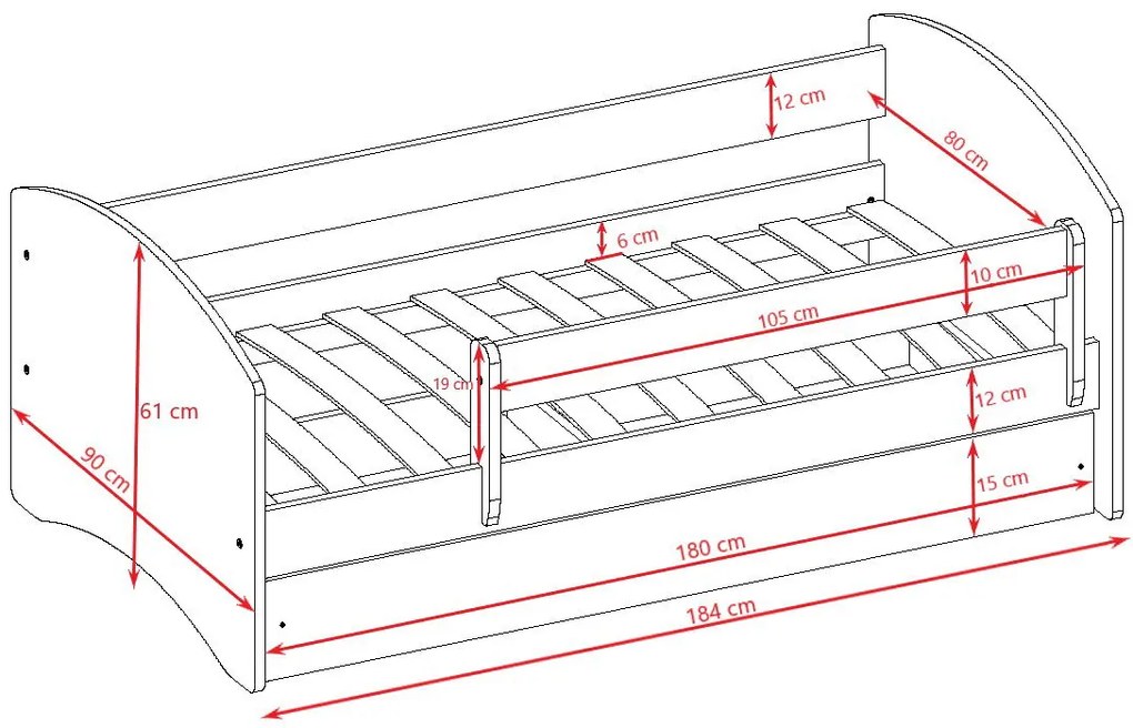 Παιδικό κρεβάτι Babydreams Cartoon-Roz-180 x 80-Digger