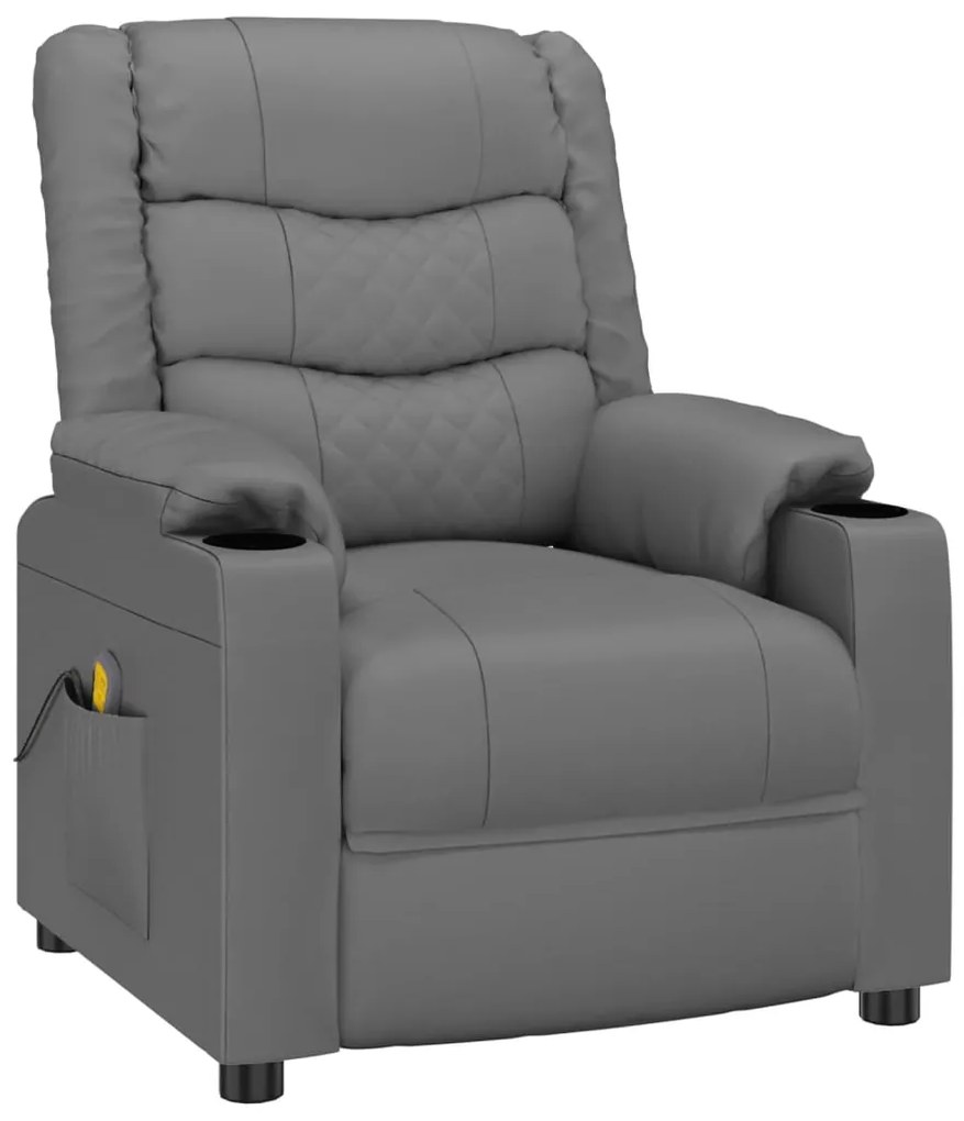 348052 vidaXL Масажен стол, сив, изкуствена кожа
