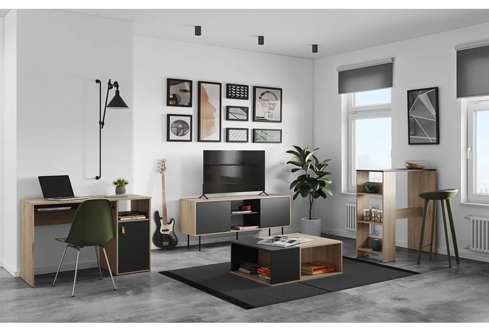 Работна маса с дъбов плот 50x115 cm Oxford - TemaHome