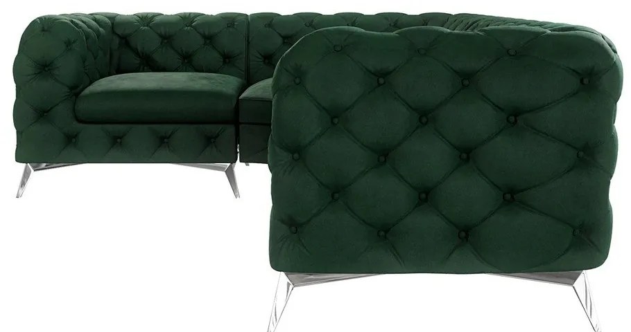 Тъмнозелен кадифен ъглов диван (ляв ъгъл/L форма) Chelsea – Ropez
