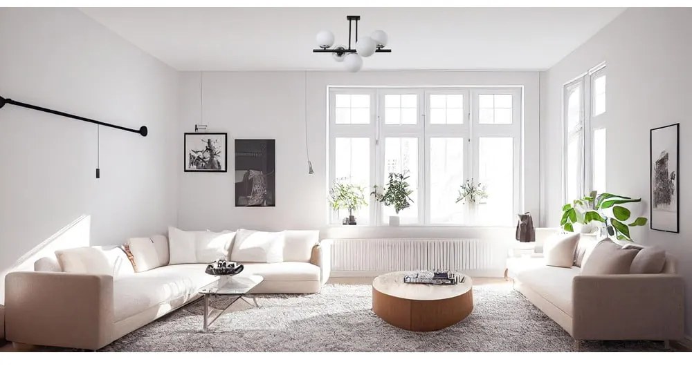 Черно-бяла лампа за таван със стъклен абажур ø 15 cm Sail - Squid Lighting