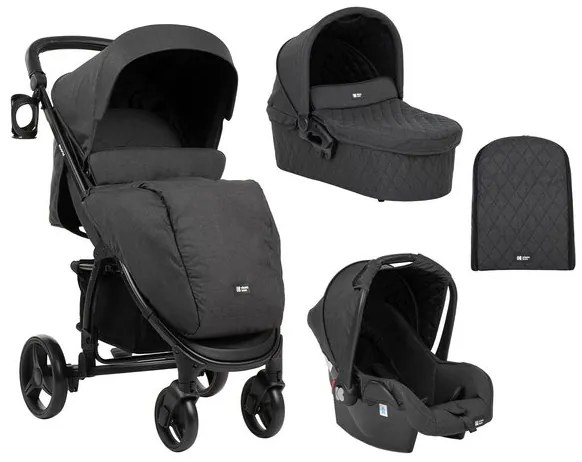 Бебешка количка 3в1 Madrid KIKKABOO - Black Melange