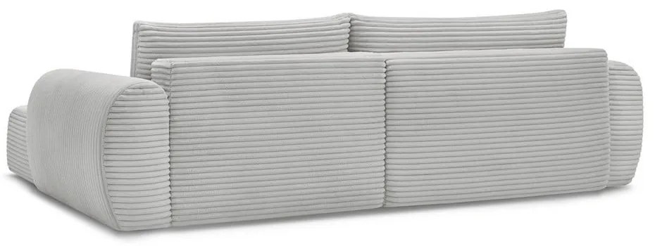 Светлосив разтегателен ъглов диван от рипсено кадифе (десен ъгъл) Lucien – Bobochic Paris