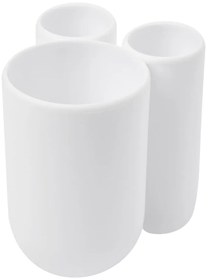 Бяла пластмасова чаша за четки за зъби Touch - Umbra