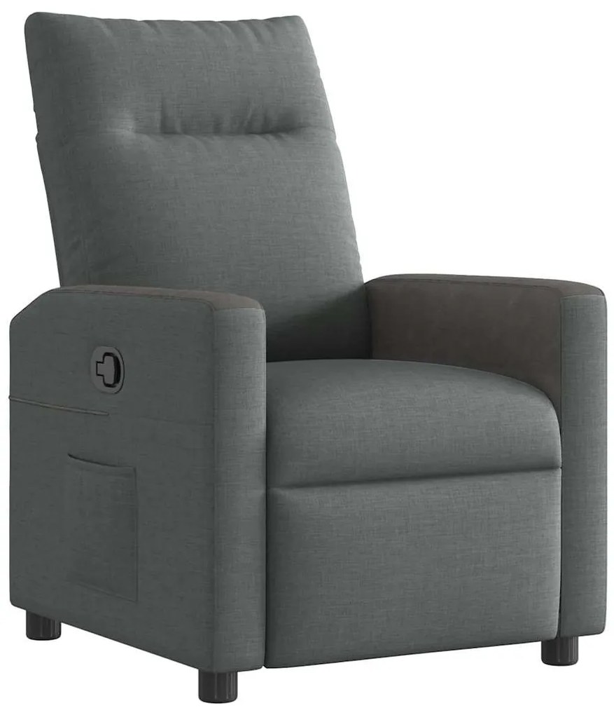 4104826 vidaXL Фотьойл с регулируема облегалка, тъмносив, плат