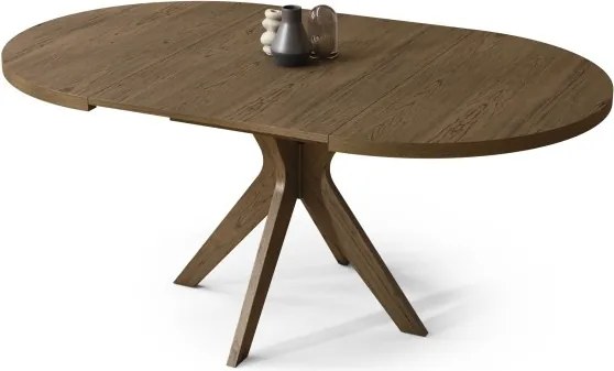 РЕНЦО Опушен Дъб - КРЪГЛА ДЪРВЕНА МАСА Ø110 РАЗТЕГАТЕЛНА ДО 180 СМ | ЗА КУХНЯ ТРАПЕЗАРИЯ ХОЛ РЕТРО