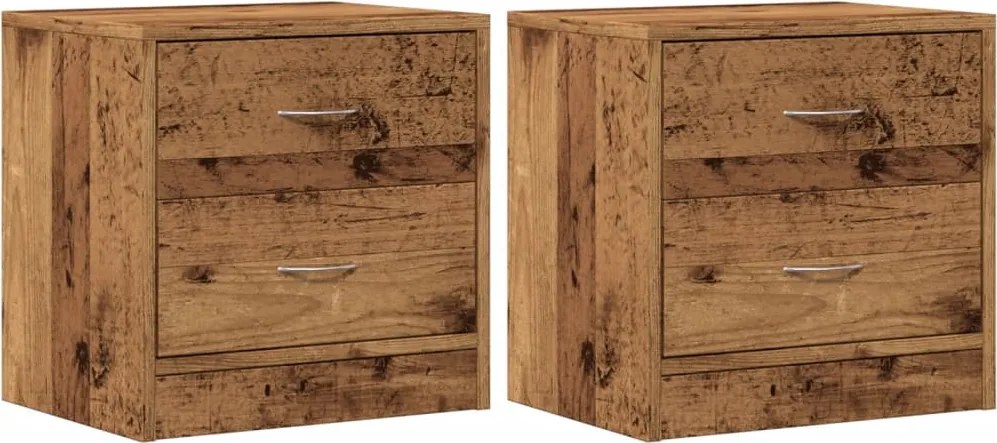 855925 vidaXL Нощни шкафчета, 2 бр, старо дърво, 40x30x40 см, инженерно дърво