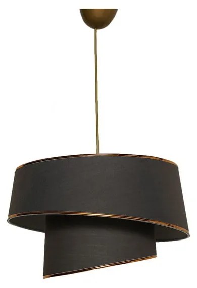 Антрацитно и златисто висящо осветително тяло с текстилен абажур ø 32 cm Barette – Opviq lights