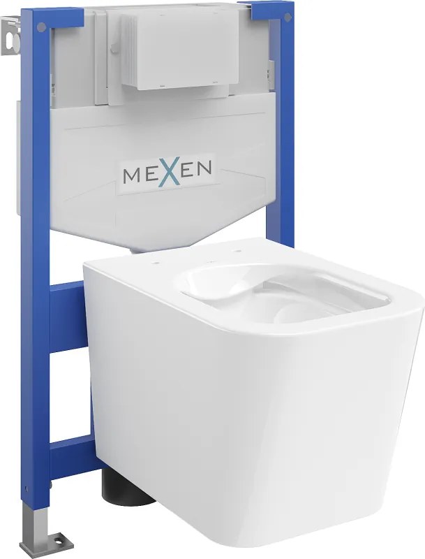 Mexen Teo вграден WC комплект Fenix XS-F със стойка и тоалетна чиния, бял блясък