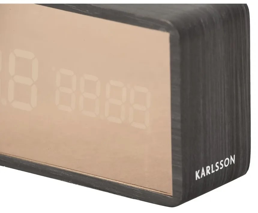 LED будилник в мед и тъмно дървено огледало - Karlsson