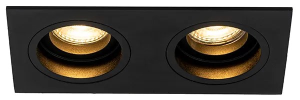 Комплект от 6 квадратни вградени спота черни регулируеми 2 светлини - Chuck