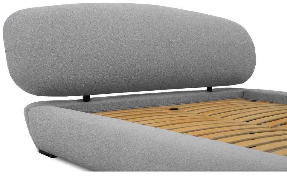 Сиво тапицирано двойно легло с включена подматрачна рамка 180x200 cm Odette – Scandic