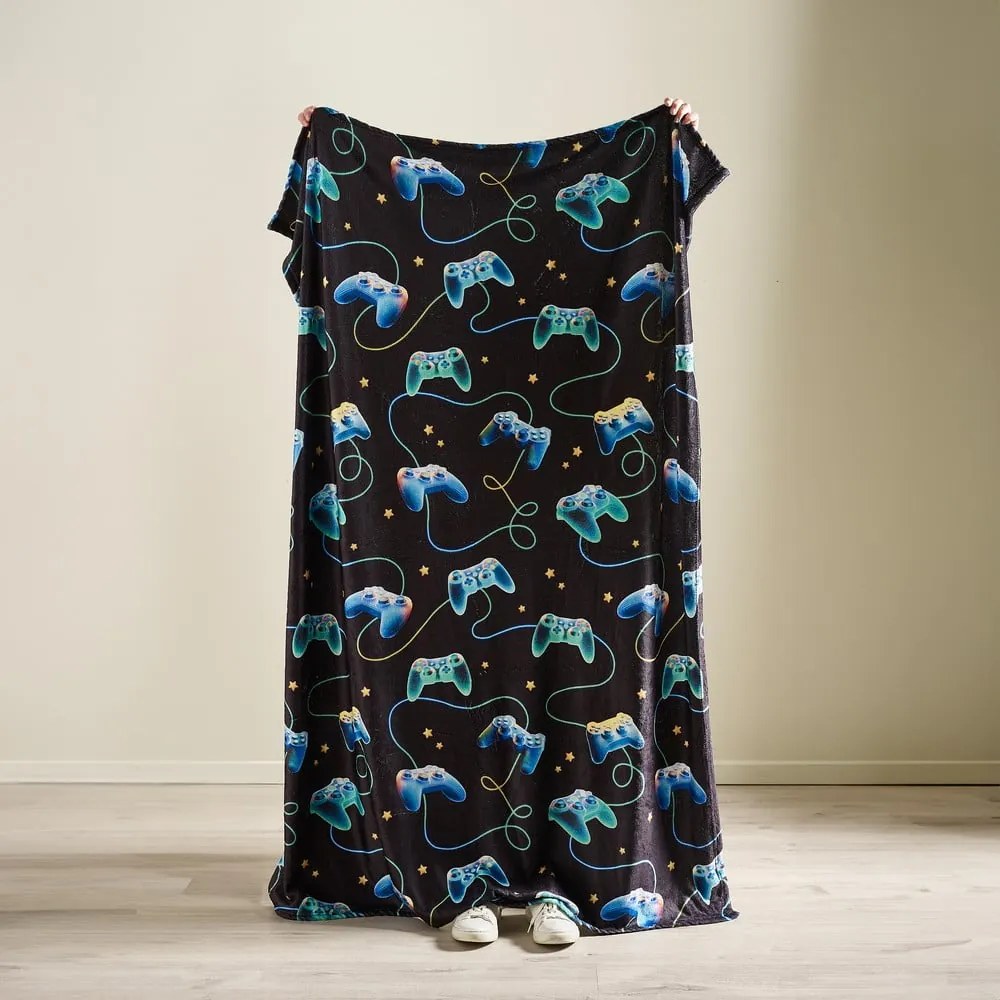 Черно-синьо бебешко одеяло от микроплюш 130x170 cm Gamer – Catherine Lansfield